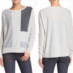 Vince Cashmere Boatneck Colorblock Gray Sweater S